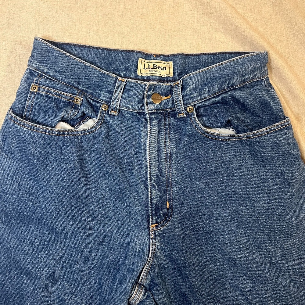 Vintage LL Bean Flannel Lined Jeans Womens 10 High Rise Mom Straight Cabincore - Picture 3 of 12